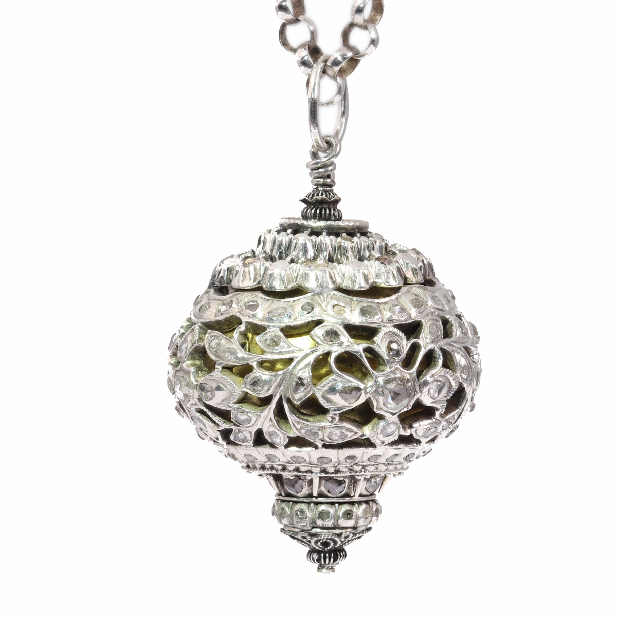 Antique 16th century diamond embellished pomander sphere